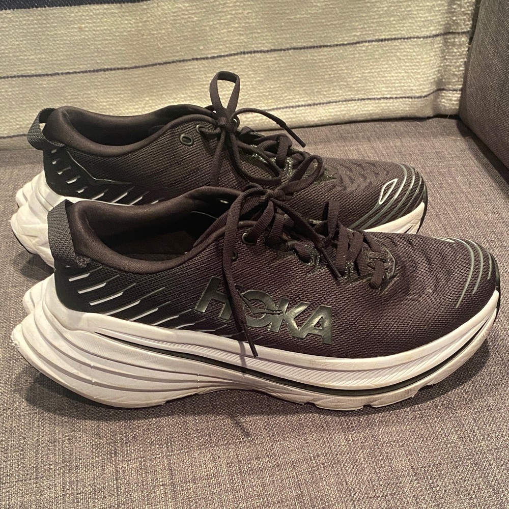 Hoka Black and White Bondi Sneakers